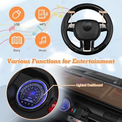 2-Seater Ride On Car with Remote Control and Horn for Boys and Girls-Black