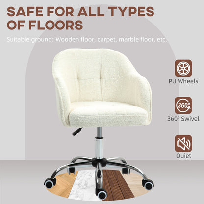 HOMCOM 46-56 cm Teddy Fleece Office Chair - Cream
