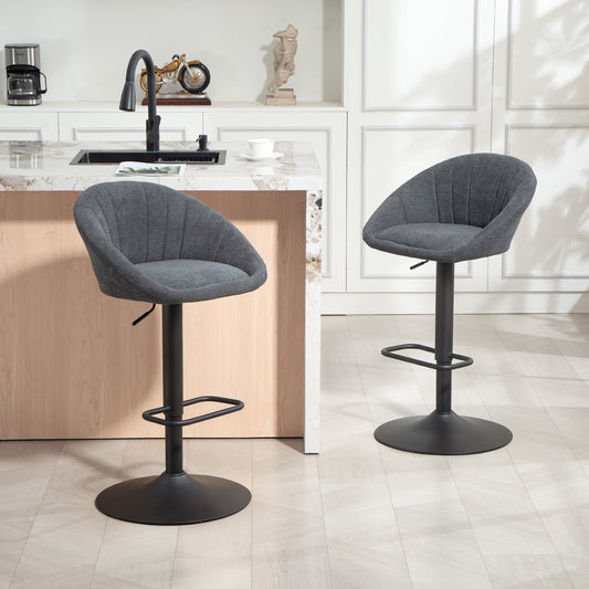 HOMCOM Set of Two Relaxed Tub Bar Stools - Dark Grey