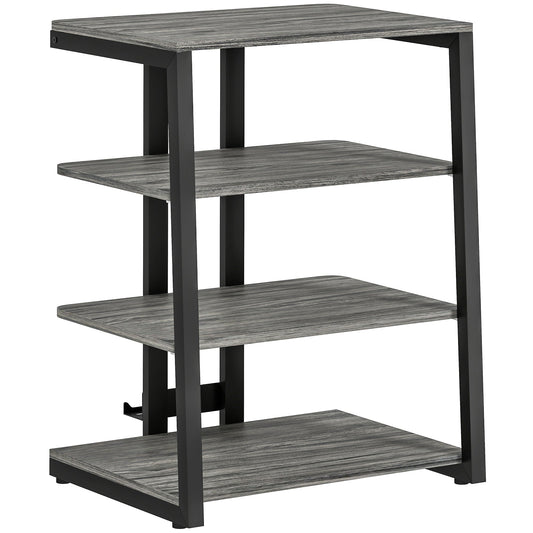 HOMCOM HiFi Stand, with Four Storage Shelves - Dark Grey