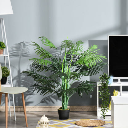 Outsunny 125 cm/4 stopy Sztuczna palma dekoracyjna z doniczką, sztuczny plastik do wnętrz i na zewnątrz, dekoracja do biura, zielony