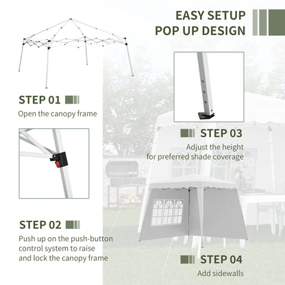 Outsunny 2.4 x 2.4m Two Wall Pop Up Gazebo - White