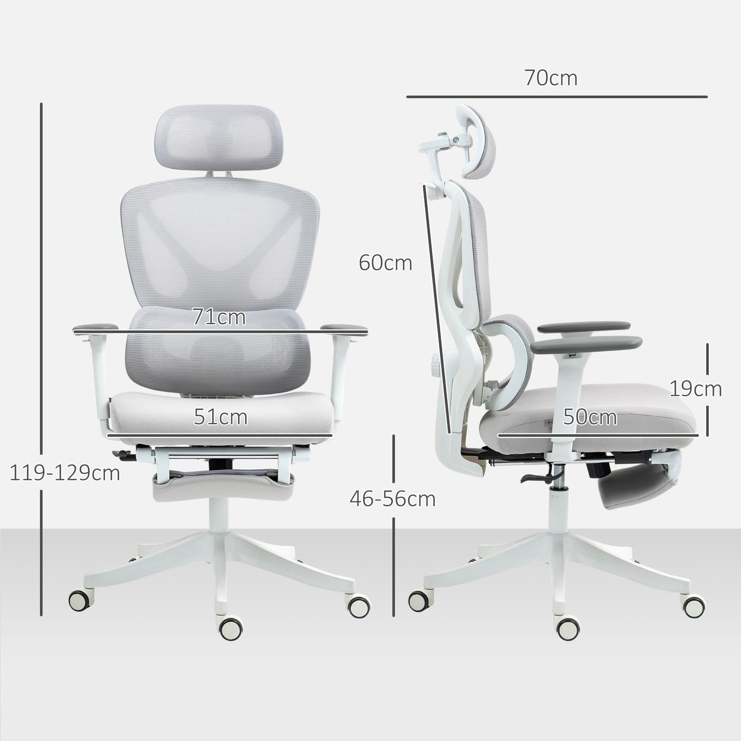 HOMCOM Ergonomiczny i regulowany fotel biurowy - szary