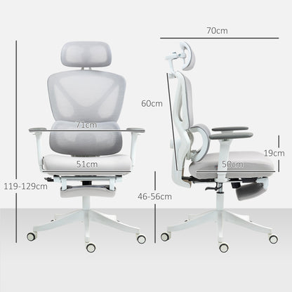 HOMCOM Ergonomiczny i regulowany fotel biurowy - szary