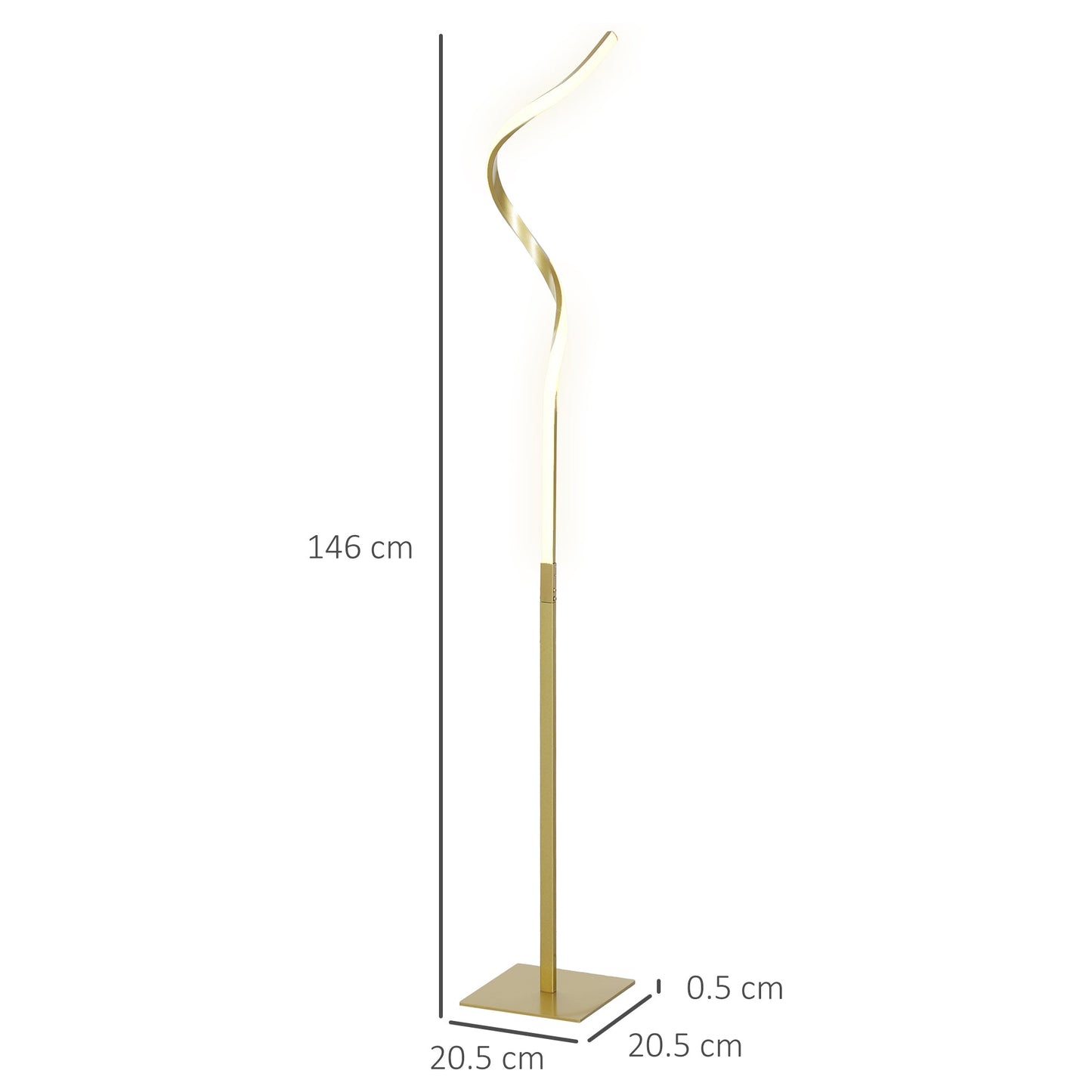 Lampa podłogowa LED HOMCOM z 3 regulowanymi poziomami jasności, nowoczesna lampa stojąca z możliwością ściemniania i przełącznikiem nożnym do sypialni, salonu, w odcieniu złota