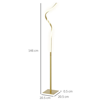 Lampa podłogowa LED HOMCOM z 3 regulowanymi poziomami jasności, nowoczesna lampa stojąca z możliwością ściemniania i przełącznikiem nożnym do sypialni, salonu, w odcieniu złota