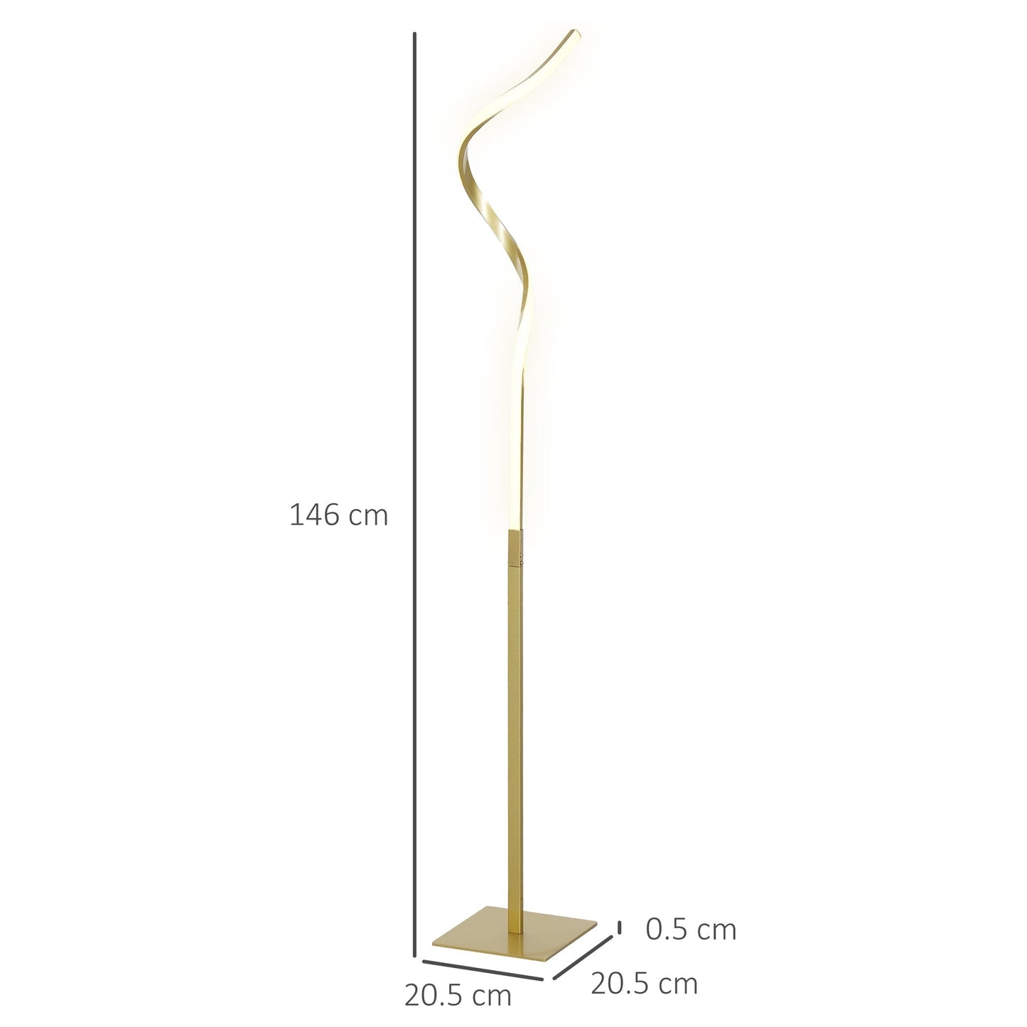 HOMCOM LED Floor Lamp with 3 Adjustable Brightness, Modern Dimmable Standing Lamp with Foot Switch for Bedroom, Living Room, Gold Tone