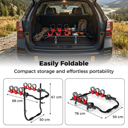 3-Bike Trunk Mount Bike Rack with Anti-Sway and Soft Padding
