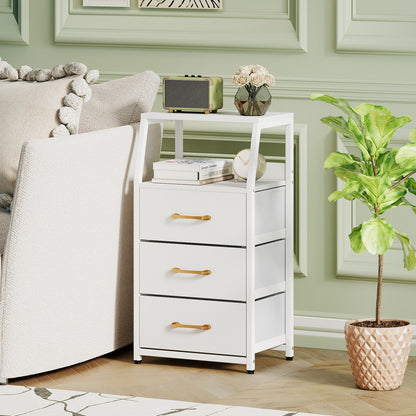 3-Drawer Storage Cabinet Vertical Storage Dresser with Detachable-White