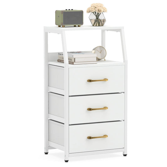 3-Drawer Storage Cabinet Vertical Storage Dresser with Detachable-White