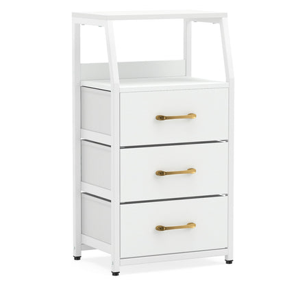 3-Drawer Storage Cabinet Vertical Storage Dresser with Detachable-White
