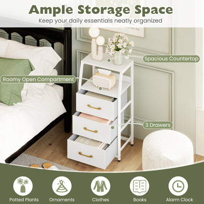3-Drawer Storage Cabinet Vertical Storage Dresser with Detachable-White
