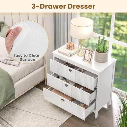 3-Drawer Dresser with Anti-toppling Kit and Storage-White