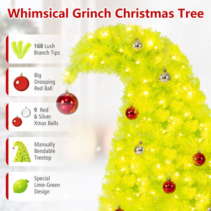 3 FT Pre-Lit Whimsical Christmas Tree With Bendable Crooked Top