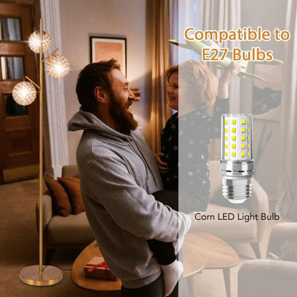 3-Globe Floor Lamp with Foot Switch and 3 E27 Bulb Bases-Golden