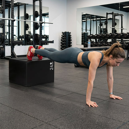 3 In 1 Foam Plyometric Box with 3 Heights and Easy-to-Clean PU Cover-24"