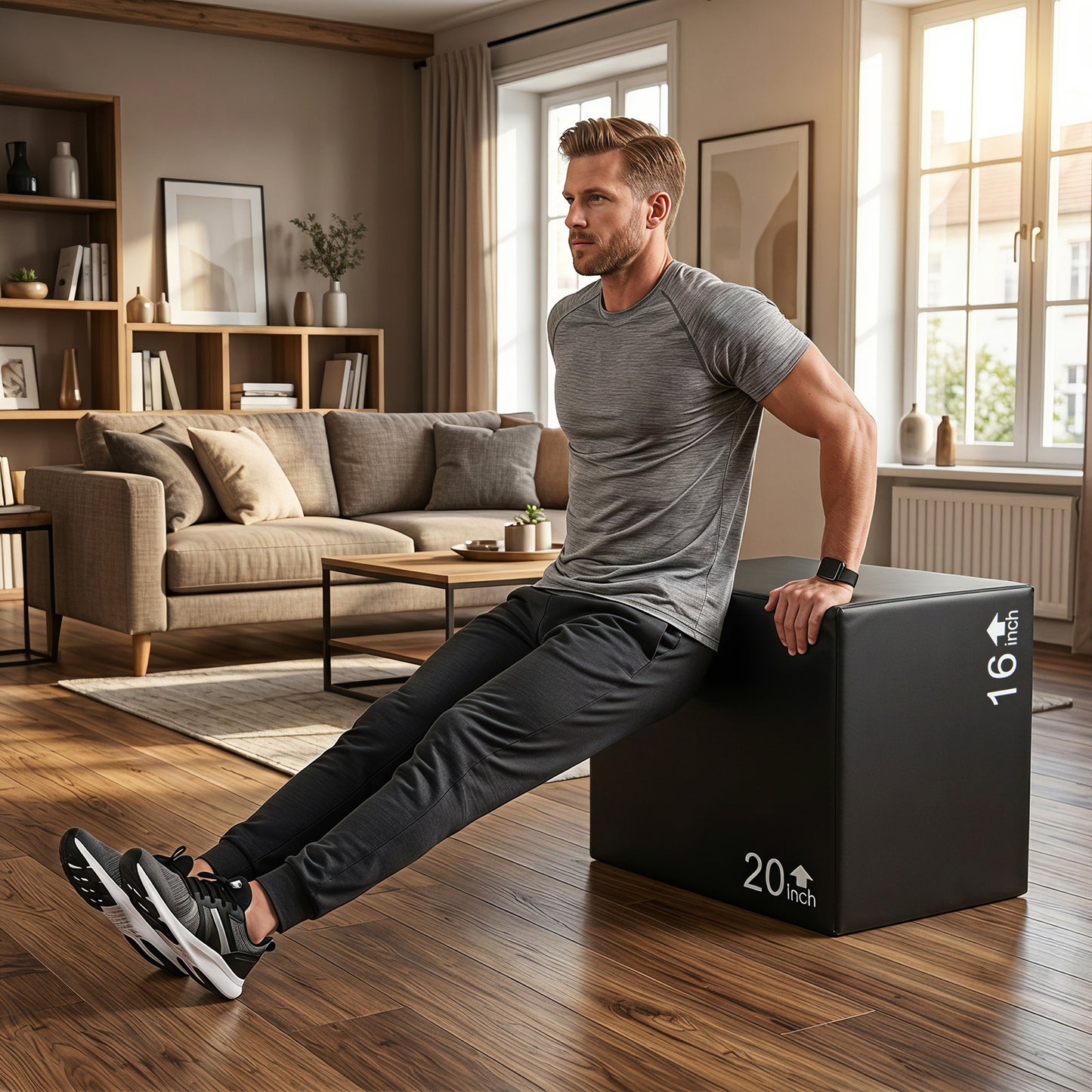 3 In 1 Foam Plyometric Box with 3 Heights and Easy-to-Clean PU Cover-24"