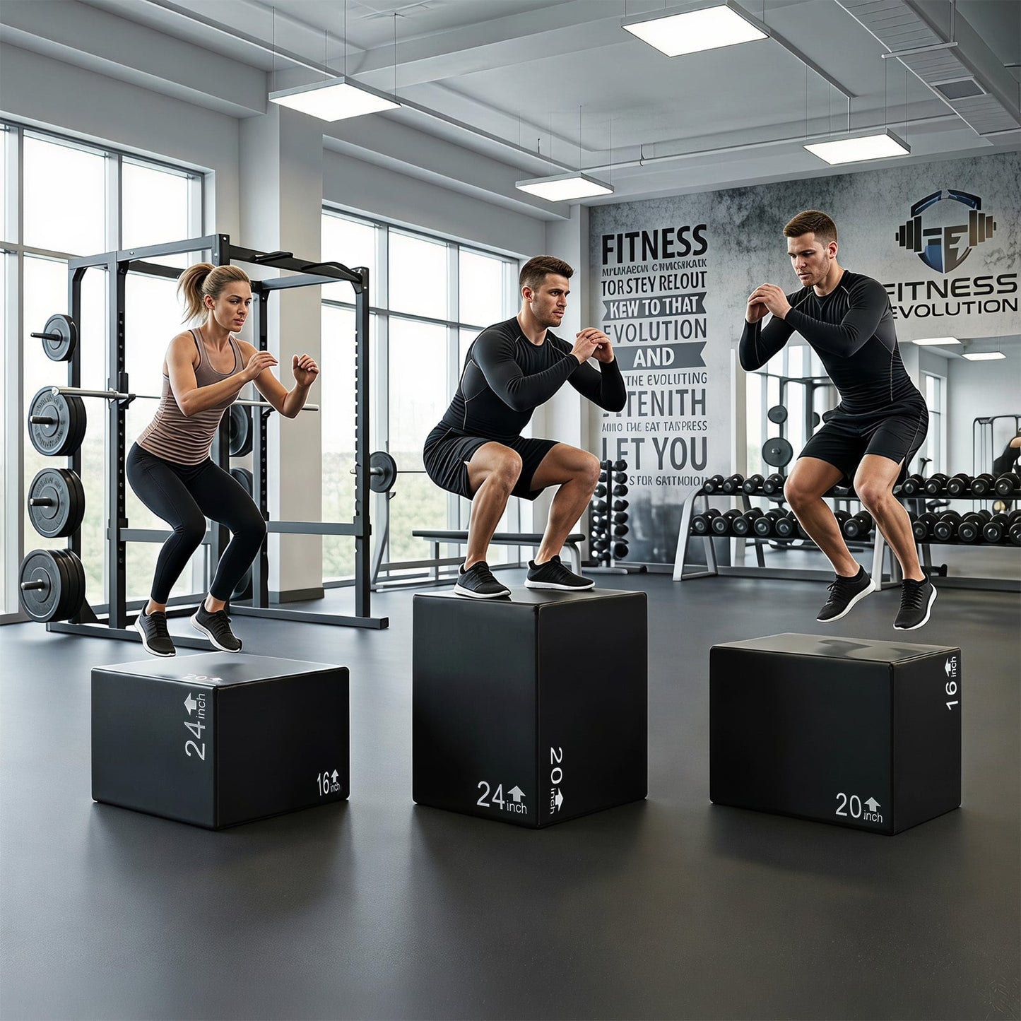 3 In 1 Foam Plyometric Box with 3 Heights and Easy-to-Clean PU Cover-24"