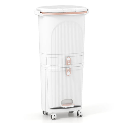 3-Layer Sorting Trash Bin with 2 Removable Buckets-White