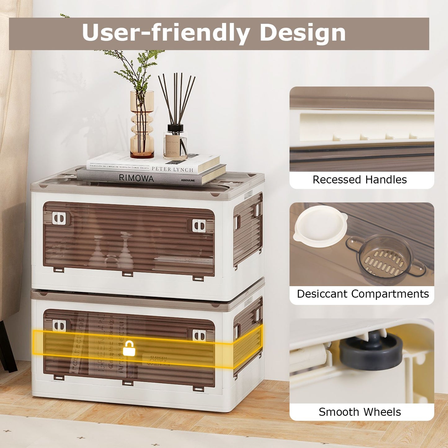 3-Pack 24-Gal Stackable Collapsible Plastic Container Storage Bins with Lids-White