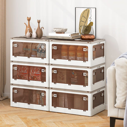 3-Pack 24-Gal Stackable Collapsible Plastic Container Storage Bins with Lids-White