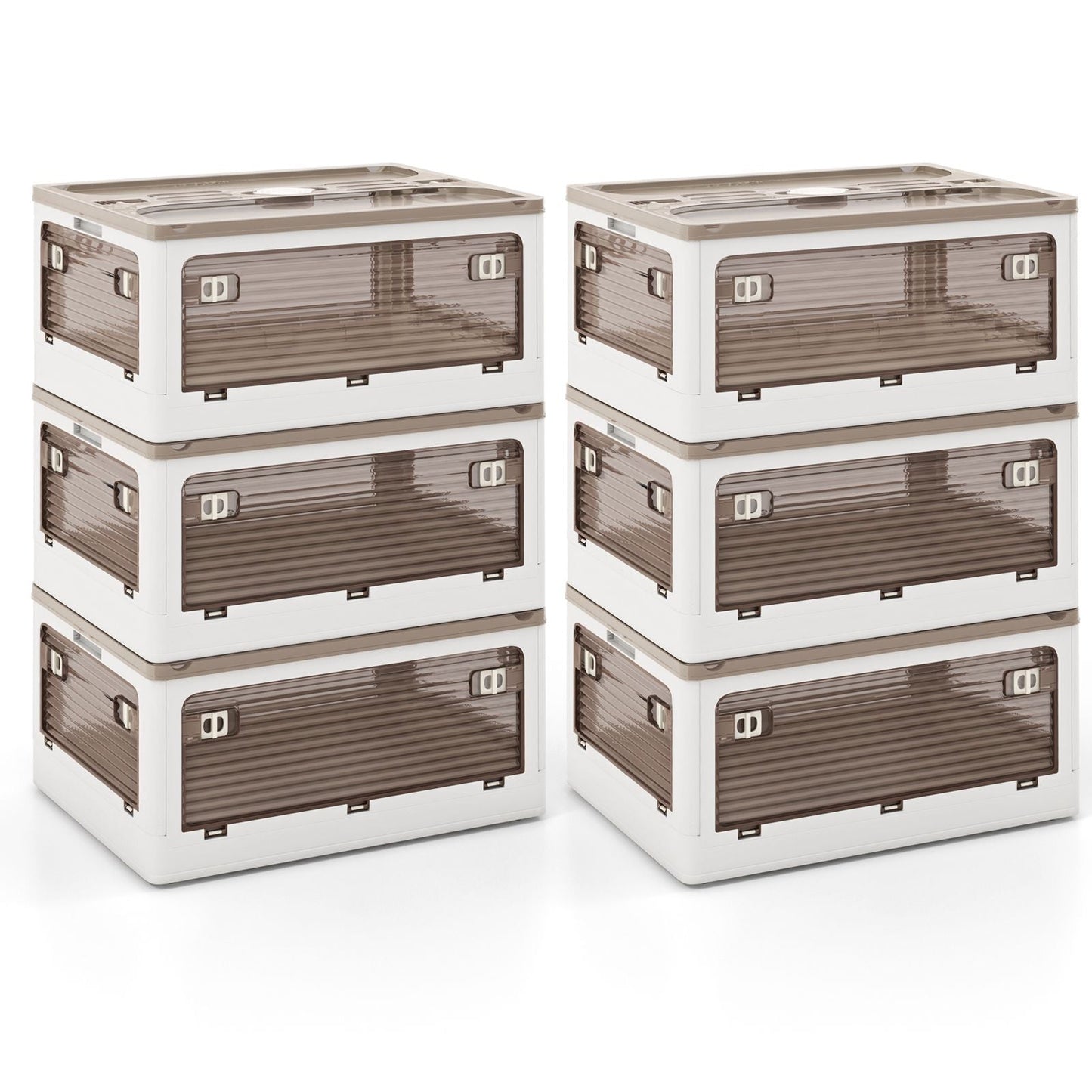 3-Pack 24-Gal Stackable Collapsible Plastic Container Storage Bins with Lids-White