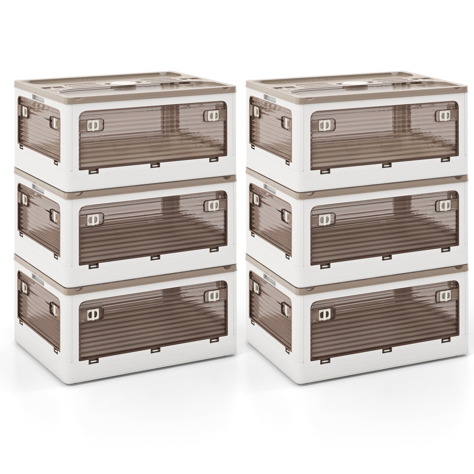 3-Pack 24-Gal Stackable Collapsible Plastic Container Storage Bins with Lids-White