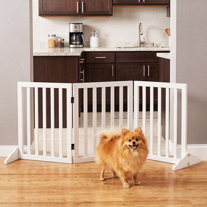 3-Panel Foldable Pet Fence with Support Feet and Flexible 2-Way Hinges-White