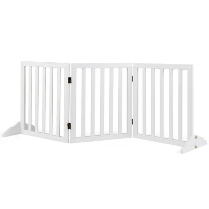 3-Panel Foldable Pet Fence with Support Feet and Flexible 2-Way Hinges-White