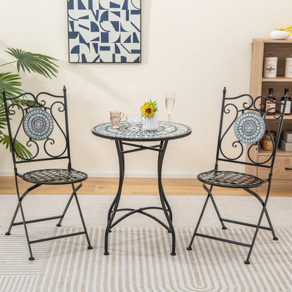 Mosaic Round Side Table 60cm Indoor Outdoor Plant Stand for Patio Balcony（ONLY TABLE）