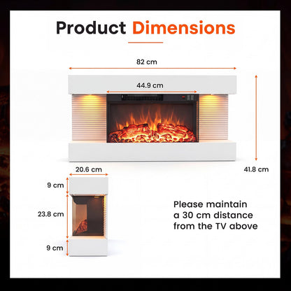 3-Sided Wall Mount Electric Fireplace with 12 Flame and Ambient Colors for Indoor-82cm