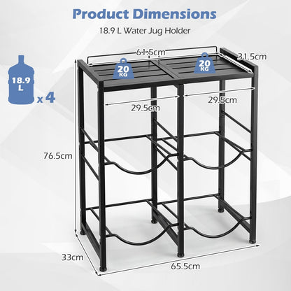 3-Tier 18.9 L Water Jug Holder with Shelves for Home Kitchen Office-Black
