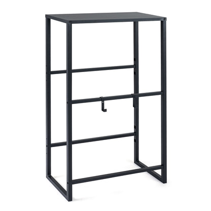 3-Tier Drink Crate Rack with Shelf and 2 Hanging Hooks-Black