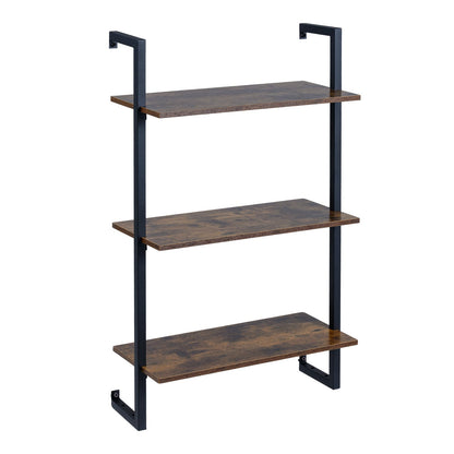 3-Tier Floating Shelf Wall Hanging Display Storage Rack for Living Room-Rustic Brown