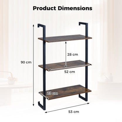 3-Tier Floating Shelf Wall Hanging Display Storage Rack for Living Room-Rustic Brown