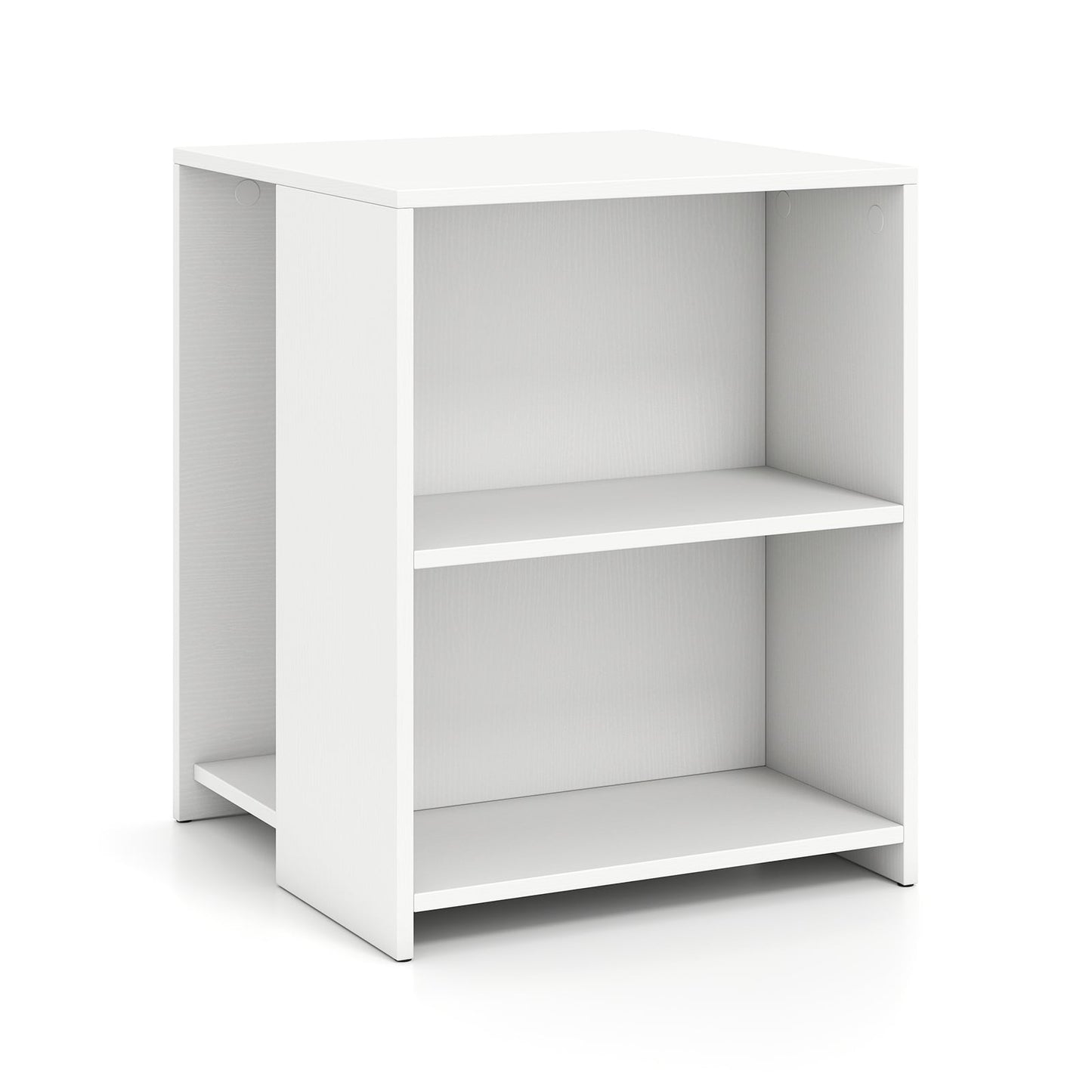 3-Tier Square Wooden End Table with Open Storage Shelves-White