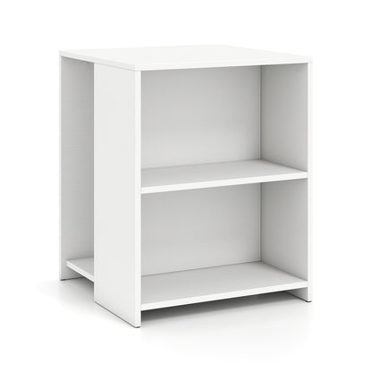 3-Tier Square Wooden End Table with Open Storage Shelves-White