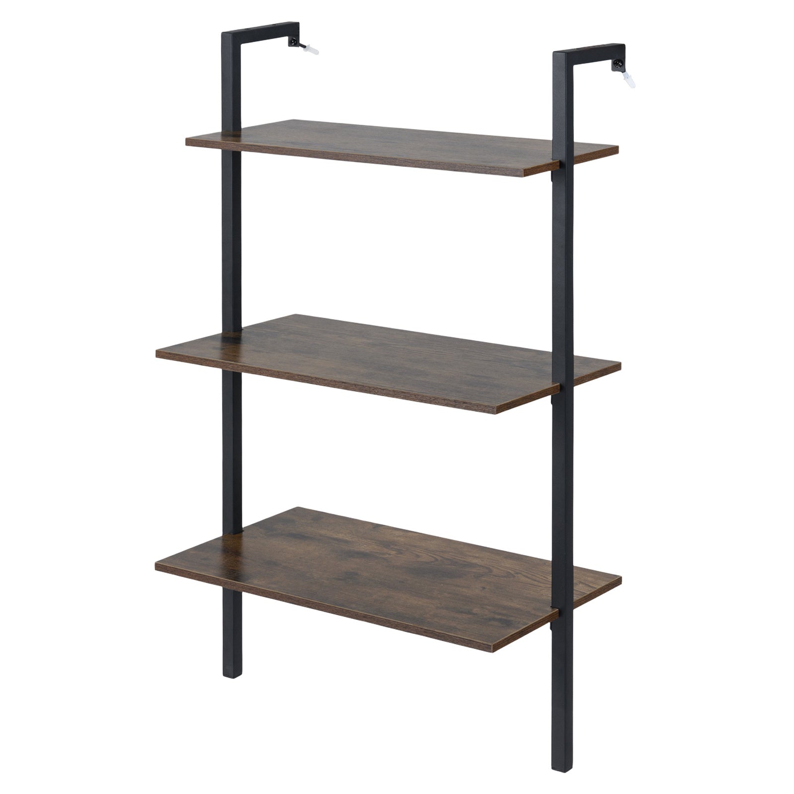 3-Tier Wall Mounted Shelves for Living Room Home Office-Rustic Brown