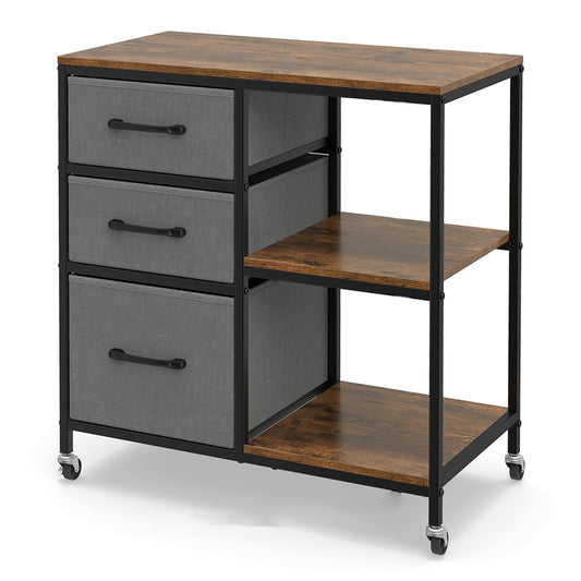 3 Drawer Wooden Mobile File Cabinet