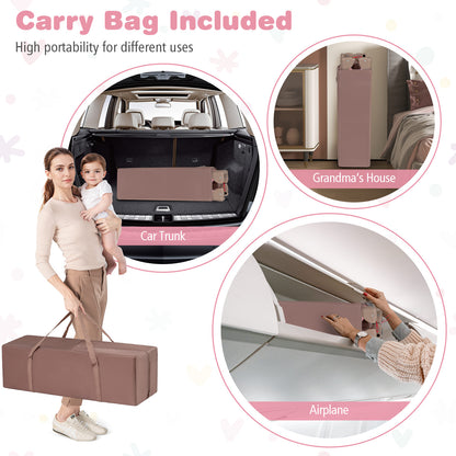 3 in 1 Baby Activity Center Foldable Pack and Play with Diaper Changing Table-Pink