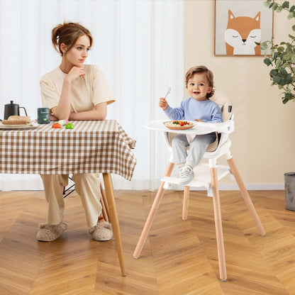 3 in 1 High Chairs for Babies and Toddlers with Foot Rest and Removable Double Tray-Beige