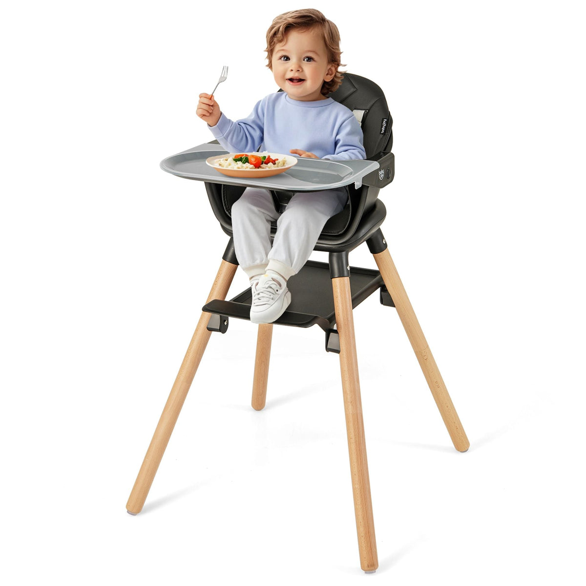 3 in 1 High Chairs for Babies and Toddlers with Foot Rest and Removable Double Tray-Black