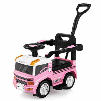 3-in-1 Kids Ride On Push Car with Music and Hidden Storage for Toddlers 3 to 5 Years Old-Pink