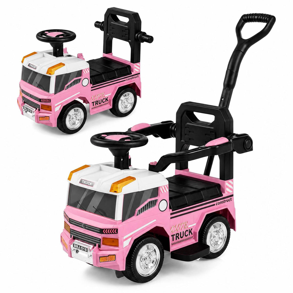 3-in-1 Kids Ride On Push Car with Music and Hidden Storage for Toddlers 3 to 5 Years Old-Pink
