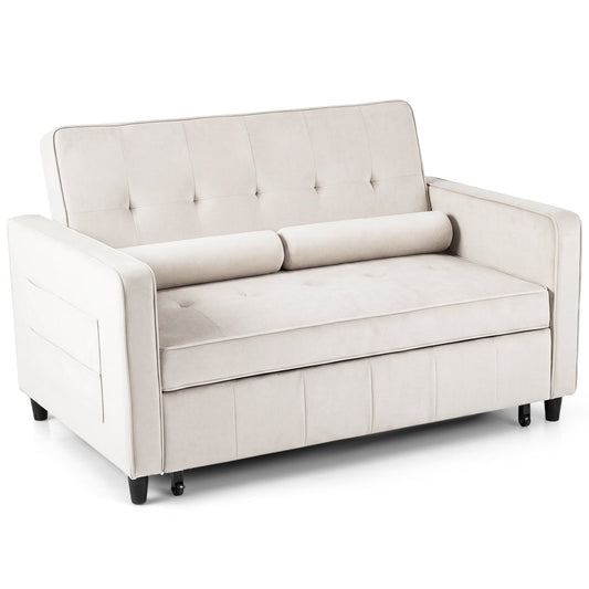 3-in-1 Convertible Sleeper Sofa Bed in Beige