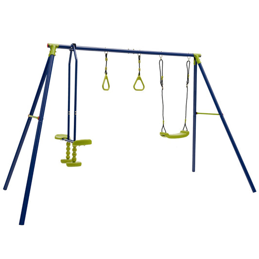 3-in-1 Outdoor Swing Set with Ground Stakes for Garden/Backyard/Park