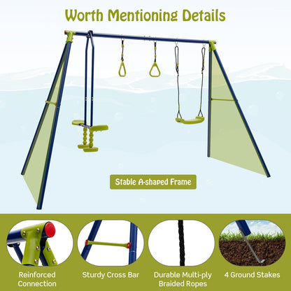 3-in-1 Multifunctional A-Frame Swing Set