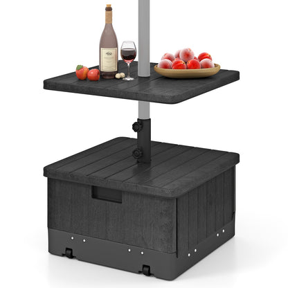 3-in-1 Patio Umbrella Base with Adjustable Tray and Weighted Bag-Black