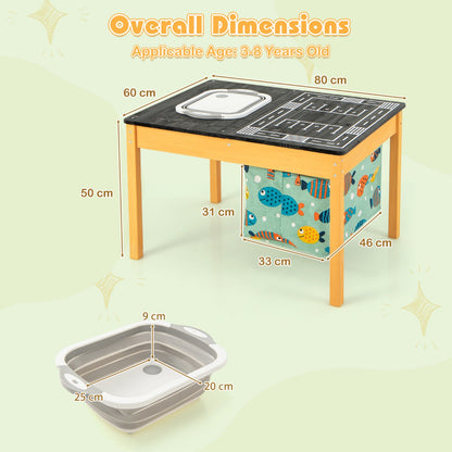 3-in-1 Kids Sand Water Activity Table with Foldable Storage Bin