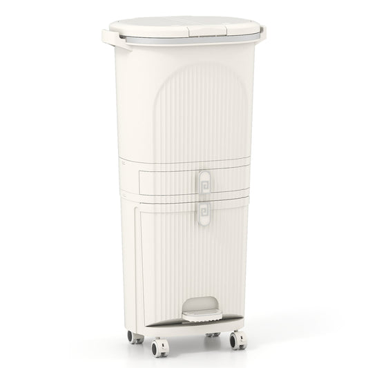 3-Layer Sorting Trash Bin with 2 Removable Buckets in Beige